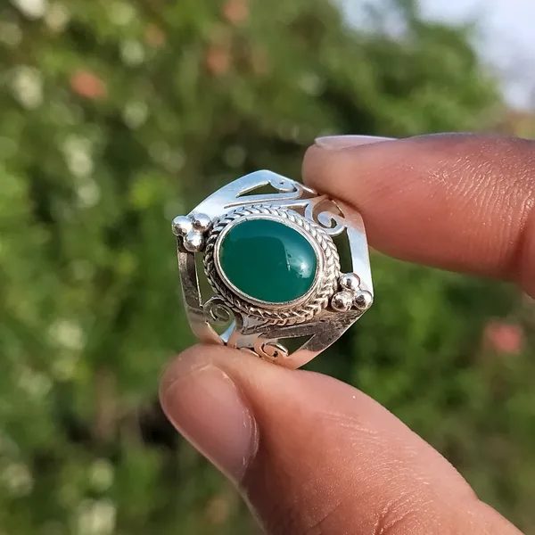 Silver_&_Green_Sterling_Silver_925_Premium_&_Elegant_Minimal_Ring_For_Girls_&_Women