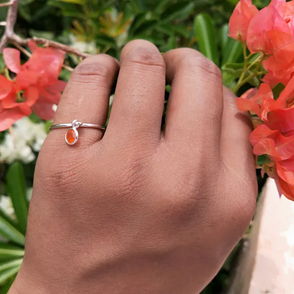Silver_&_Orange_Sterling_Silver_925_Premium_&_Elegant_Boho_Ring_For_Girls_&_Women