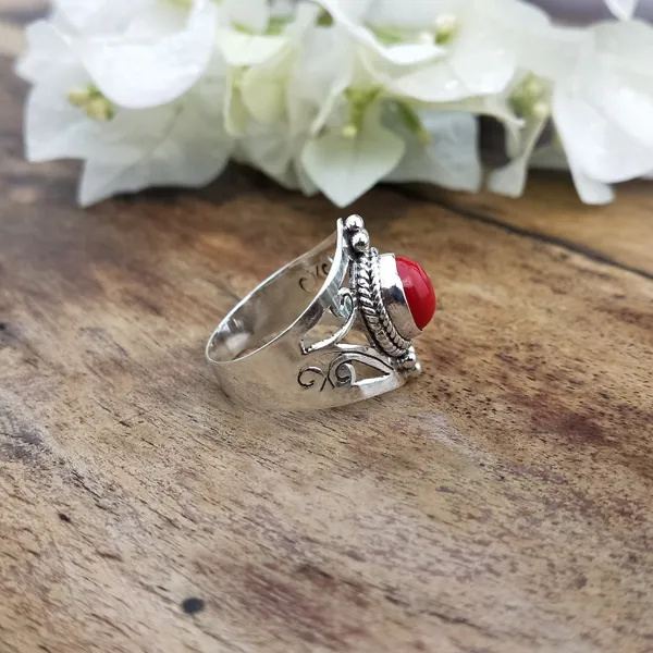 Silver_&_Red_Sterling_Silver_925_Premium_&_Elegant_Boho_Ring_For_Girls_&_Women