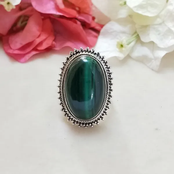 Silver_&_Green_Sterling_Silver_925_Premium_&_Elegant_Boho_Ring_For_Girls_&_Women