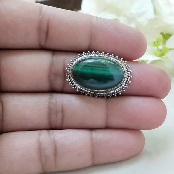 Silver_&_Green_Sterling_Silver_925_Premium_&_Elegant_Boho_Ring_For_Girls_&_Women