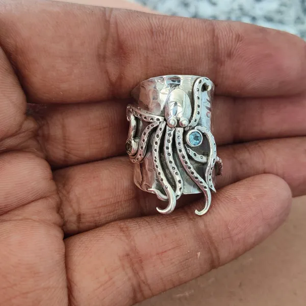 Silver_&_Yellow_&_Blue_Sterling_Silver925_Premium_&_Elegant_Handmade_Ring_For_Girls_&_Women