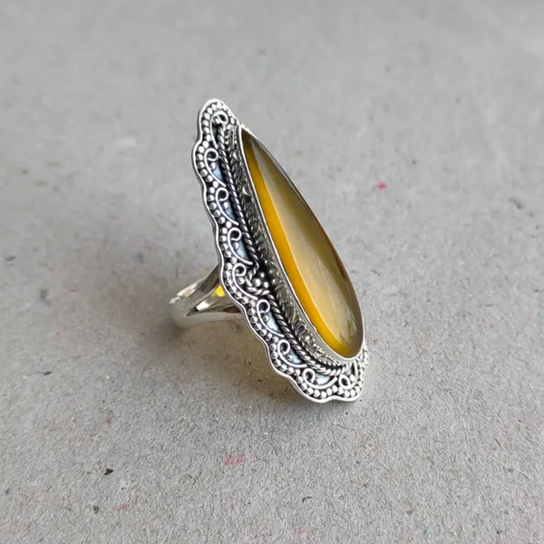 Silver_&_Yellow_Sterling_Silver_925_Premium_&_Elegant_Boho_Ring_For_Girls_&_Women