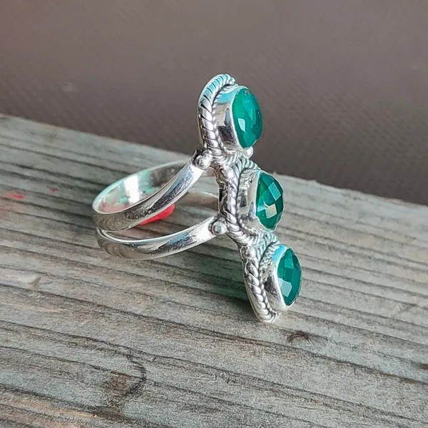Silver_&_Green_Sterling_Silver_925_Premium_&_Elegant_Boho_Ring_For_Girls_&_Women