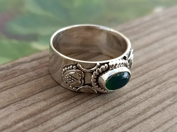 Silver_&_Green_Sterling_Silver925_Premium_&_Elegant_Handmade_Ring_For_Girls_&_Women
