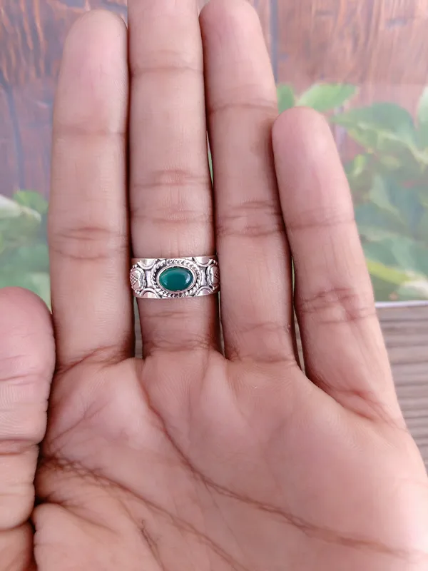 Silver_&_Green_Sterling_Silver925_Premium_&_Elegant_Handmade_Ring_For_Girls_&_Women