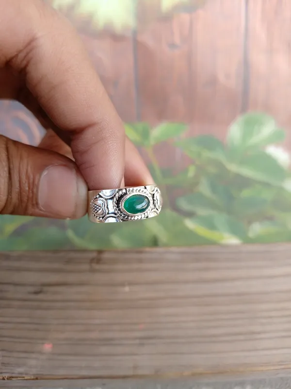 Silver_&_Green_Sterling_Silver925_Premium_&_Elegant_Handmade_Ring_For_Girls_&_Women