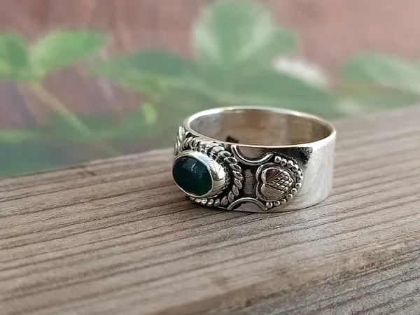 Silver_&_Green_Sterling_Silver925_Premium_&_Elegant_Handmade_Ring_For_Girls_&_Women