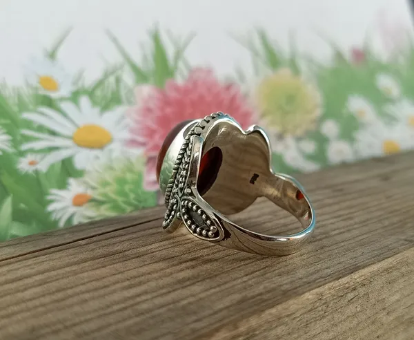 Silver_&_Red_Sterling_Silver_925_Premium_&_Elegant_Boho_Ring_For_Girls_&_Women