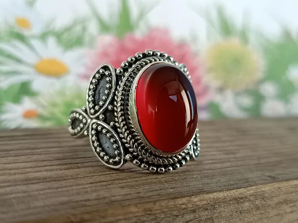 Silver_&_Red_Sterling_Silver_925_Premium_&_Elegant_Boho_Ring_For_Girls_&_Women
