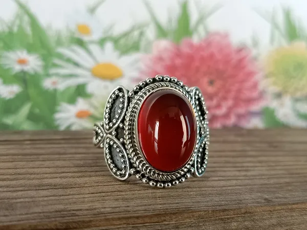 Silver_&_Red_Sterling_Silver_925_Premium_&_Elegant_Boho_Ring_For_Girls_&_Women