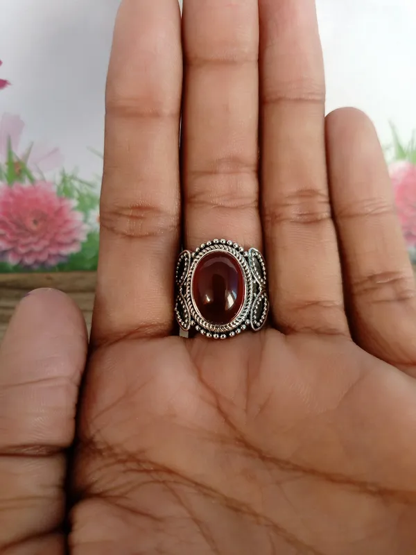 Silver_&_Red_Sterling_Silver_925_Premium_&_Elegant_Boho_Ring_For_Girls_&_Women