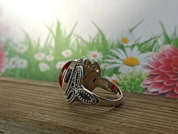 Silver_&_Red_Sterling_Silver_925_Premium_&_Elegant_Boho_Ring_For_Girls_&_Women