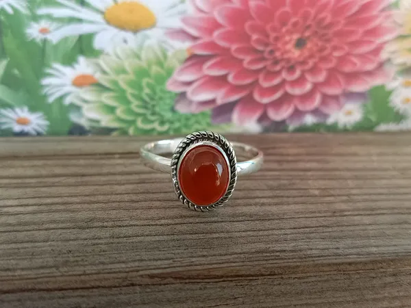 Silver_&_Orange_Sterling_Silver_925_Premium_&_Elegant_Boho_Ring_For_Girls_&_Women