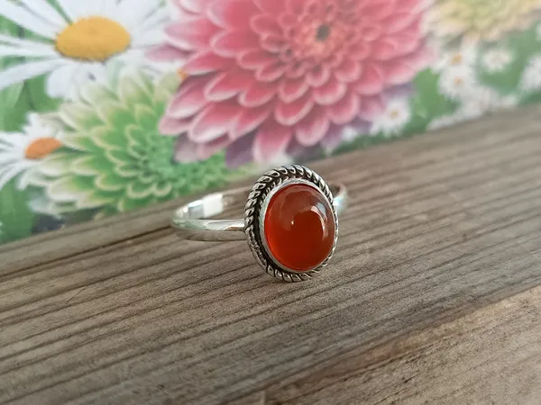 Silver_&_Orange_Sterling_Silver_925_Premium_&_Elegant_Boho_Ring_For_Girls_&_Women