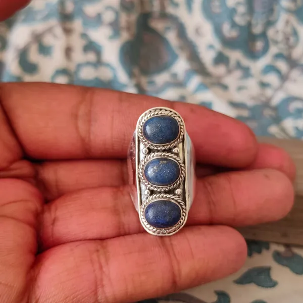 Silver_&_Blue_Sterling_Silver_925_Premium_&_Elegant_Boho_Ring_For_Girls_&_Women
