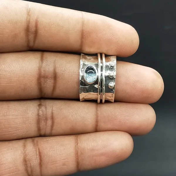 Silver_&_Aqua_Blue_Sterling_Sillver_925_Premium_&_Elegant_Handmade_Ring_For_Girls_&_Women