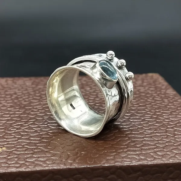 Silver_&_Aqua_Blue_Sterling_Sillver_925_Premium_&_Elegant_Handmade_Ring_For_Girls_&_Women