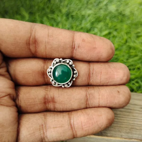 Silver_&_Green_Sterling_Silver_925_Premium_&_Elegant_Boho_Ring_For_Girls_&_Women