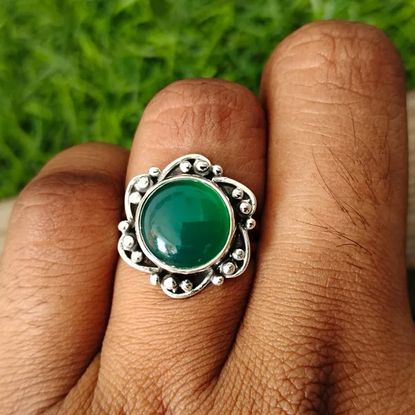 Silver_&_Green_Sterling_Silver_925_Premium_&_Elegant_Boho_Ring_For_Girls_&_Women