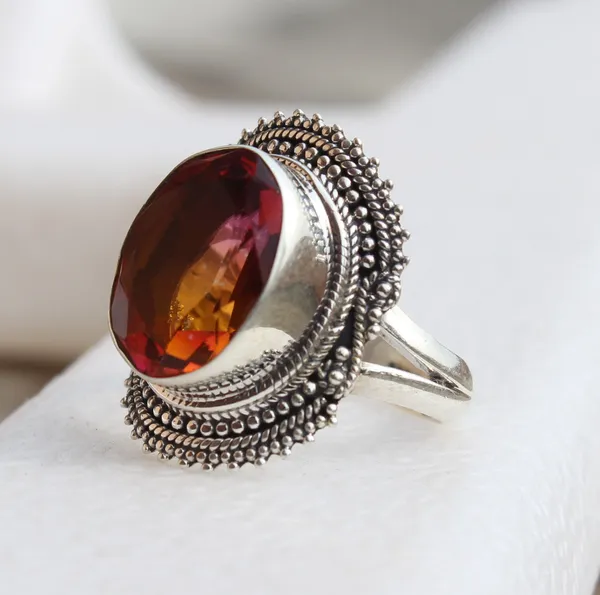 Silver_&_Orange_Sterling_Silver_925_Premium_&_Elegant_Minimal_Ring_For_Girls_&_Women