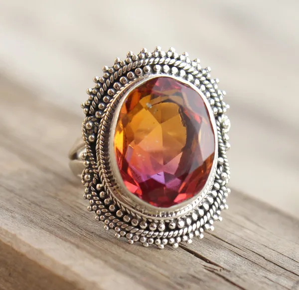 Silver_&_Orange_Sterling_Silver_925_Premium_&_Elegant_Minimal_Ring_For_Girls_&_Women