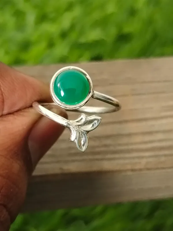 Silver_&_Green_Sterling_Silver_925_Premium_&_Elegant_Boho_Ring_For_Girls_&_Women