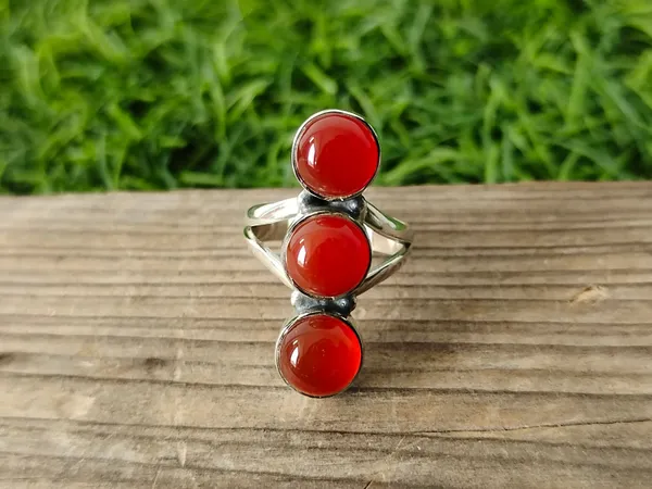 Silver_&_Orange_Sterling_Silver_925_Premium_&_Elegant_Designer_Ring_For_Girls_&_Women