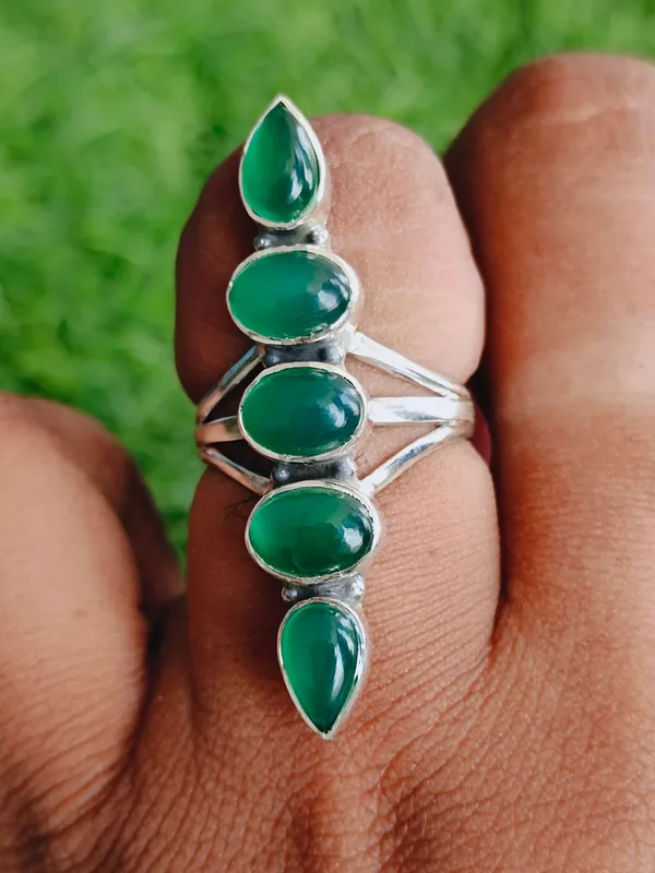 Silver_&_Green_Sterling_Silver_925_Premium_&_Elegant_Handmade_Ring_For_Girls_&_Women