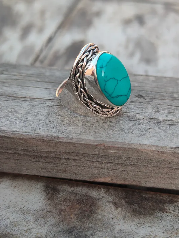 Silver_&_Green_Sterling_Silver_925_Premium_&_Elegant_Boho_Ring_For_Girls_&_Women