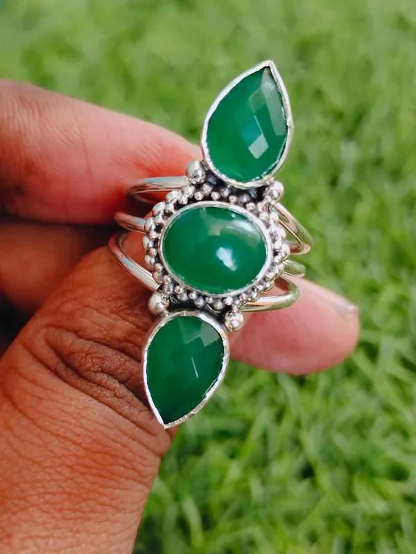 Silver_&_Green_Sterling_Silver_925_Premium_&_Elegant_Boho_Ring_For_Girls_&_Women