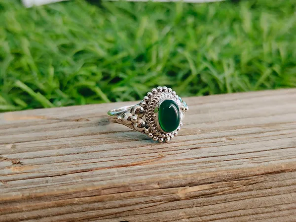 Silver_&_Green_Sterling_Silver_925_Premium_&_Elegant_Boho_Ring_For_Girls_&_Women