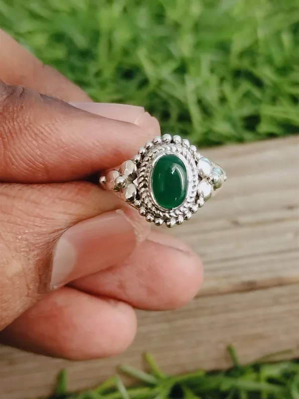 Silver_&_Green_Sterling_Silver_925_Premium_&_Elegant_Boho_Ring_For_Girls_&_Women