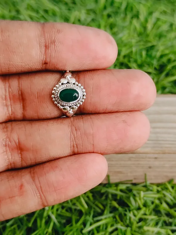 Silver_&_Green_Sterling_Silver_925_Premium_&_Elegant_Boho_Ring_For_Girls_&_Women