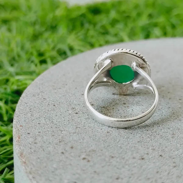 Silver_&_Green_Sterling_Silver_925_Premium_&_Elegant_Boho_Ring_For_Girls_&_Women