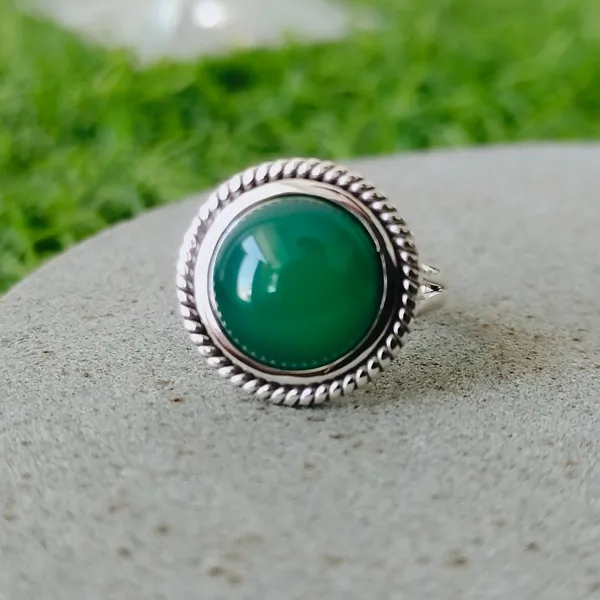 Silver_&_Green_Sterling_Silver_925_Premium_&_Elegant_Boho_Ring_For_Girls_&_Women