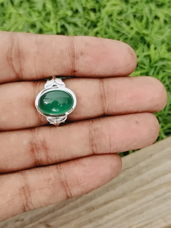 Silver_&_Green_Sterling_Silver_925_Premium_&_Elegant_Designer_Ring_For_Girls_&_Women