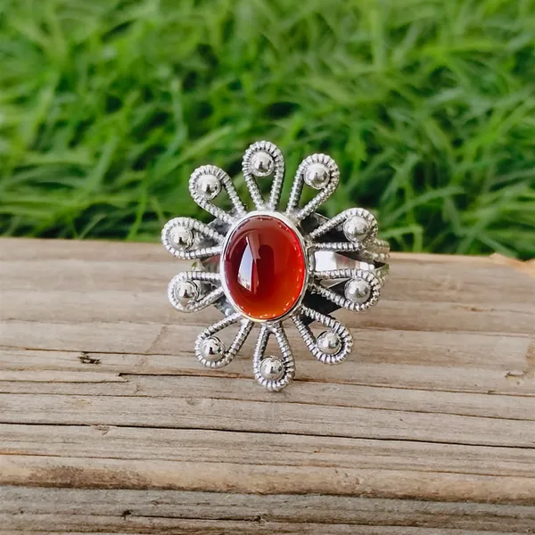 Silver_&_Orange_Sterling_Silver_925_Premium_&_Elegant_Designer_Ring_For_Girls_&_Women