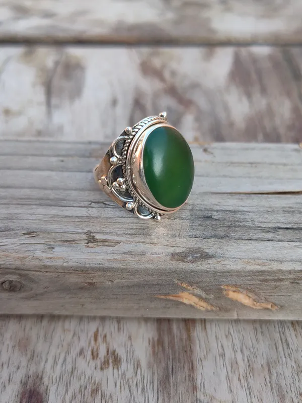 Silver_&_Green_Sterling_Silver_925_Premium_&_Elegant_Boho_Ring_For_Girls_&_Women