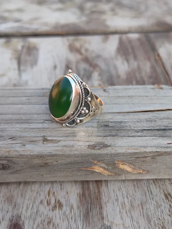 Silver_&_Green_Sterling_Silver_925_Premium_&_Elegant_Boho_Ring_For_Girls_&_Women