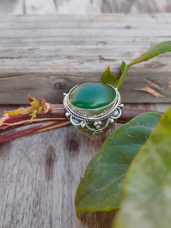 Silver_&_Green_Sterling_Silver_925_Premium_&_Elegant_Boho_Ring_For_Girls_&_Women