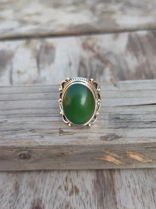 Silver_&_Green_Sterling_Silver_925_Premium_&_Elegant_Boho_Ring_For_Girls_&_Women
