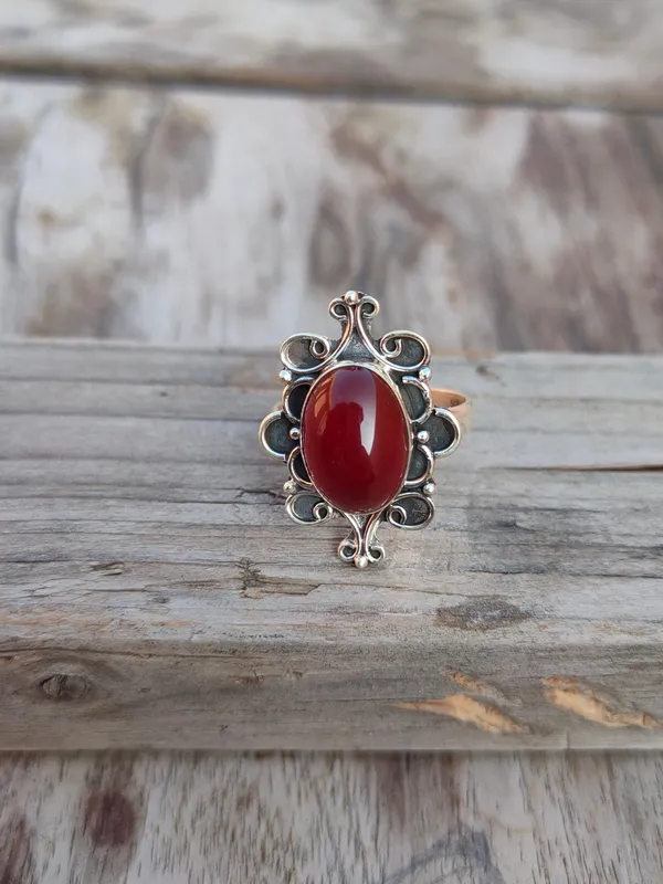 Silver_&_Red_Sterling_Silver_925_Premium_&_Elegant_Boho_Ring_For_Girls_&_Women