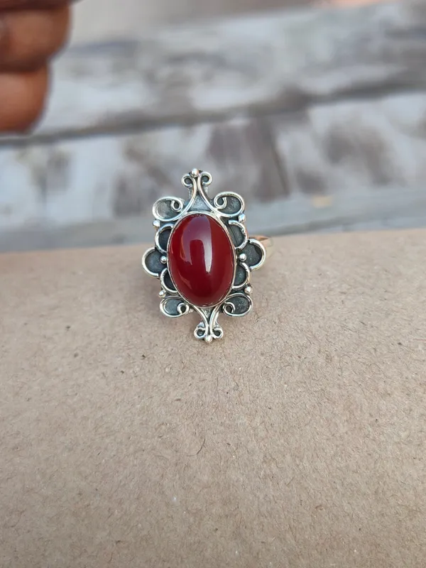 Silver_&_Red_Sterling_Silver_925_Premium_&_Elegant_Boho_Ring_For_Girls_&_Women