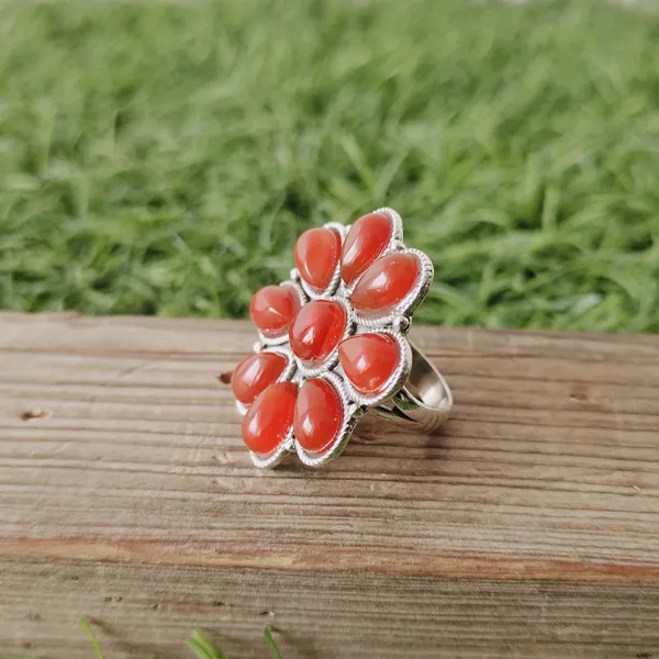 Silver_&_Orange_Sterling_Silver_925_Premium_&_Elegant_Boho_Ring_For_Girls_&_Women