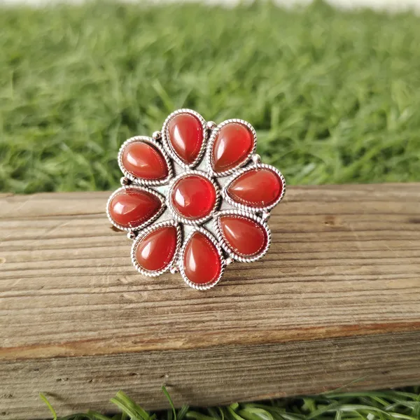 Silver_&_Orange_Sterling_Silver_925_Premium_&_Elegant_Boho_Ring_For_Girls_&_Women