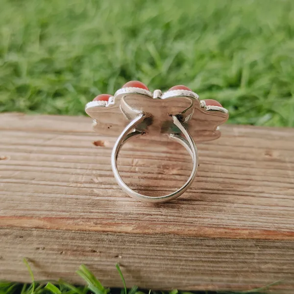 Silver_&_Orange_Sterling_Silver_925_Premium_&_Elegant_Boho_Ring_For_Girls_&_Women