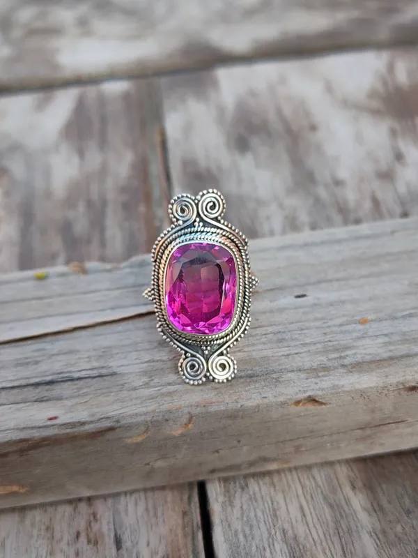 Silver_&_Pink_Sterling_Silver_925_Premium_&_Elegant_Boho_Ring_For_Girls_&_Women