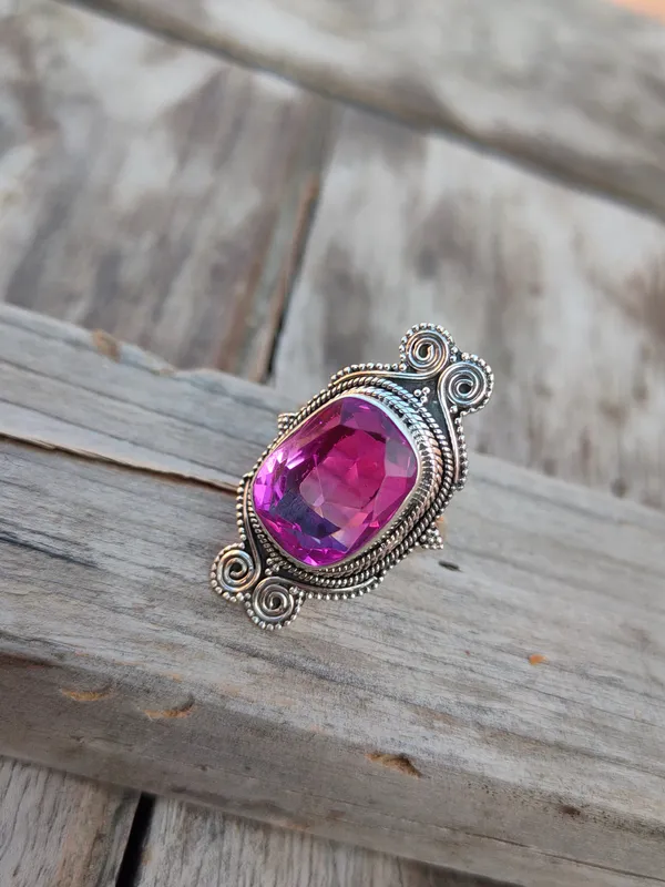 Silver_&_Pink_Sterling_Silver_925_Premium_&_Elegant_Boho_Ring_For_Girls_&_Women
