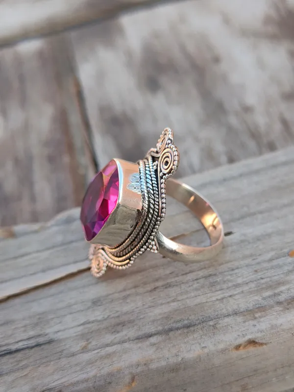 Silver_&_Pink_Sterling_Silver_925_Premium_&_Elegant_Boho_Ring_For_Girls_&_Women
